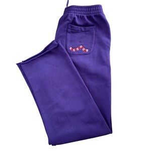 Teddy Fresh Purple Grape Caterpillar Sweatpants Wide Leg, size Large